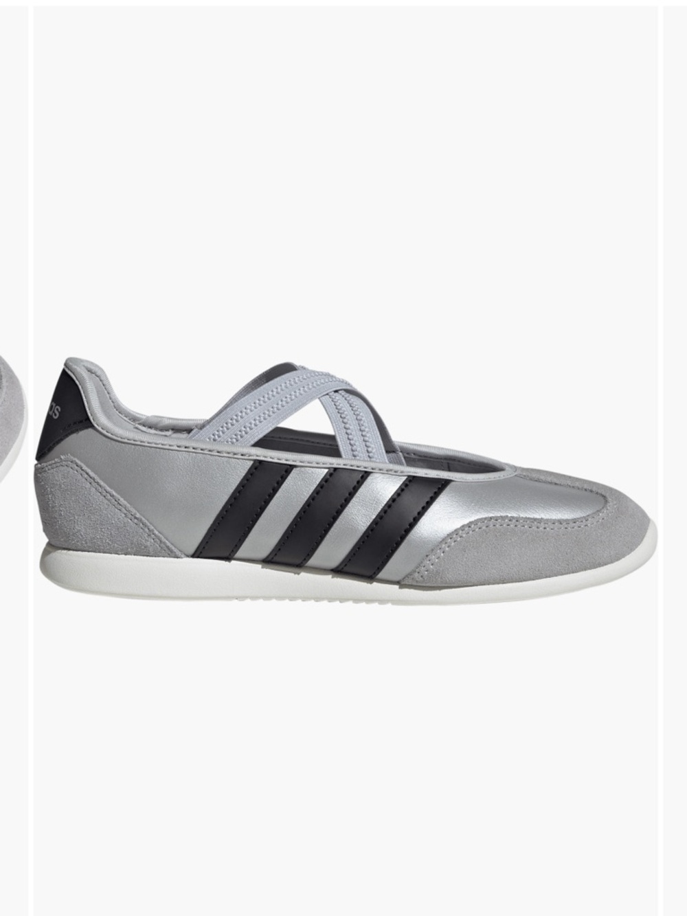 adidas Barreda Silver and Black Slip-On Mary Jane Flat